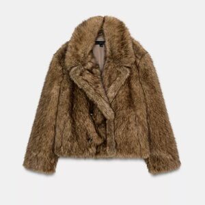 Zara Faux Fur Coat- Brown